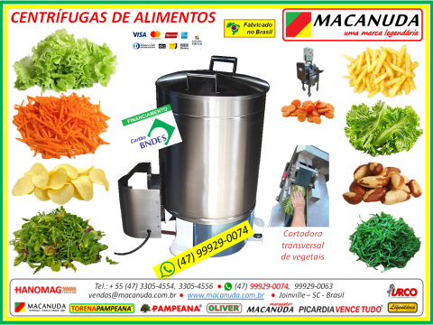 MÁQUINA CENTRÍFUGA PARA SECAR CASTANHAS FRITAS MACANUDA